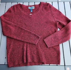 Karen Scott Dark Red/black V-neck sweater XL